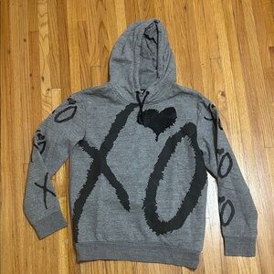 H&M Charcoal Hoodie with Black XO Pattern